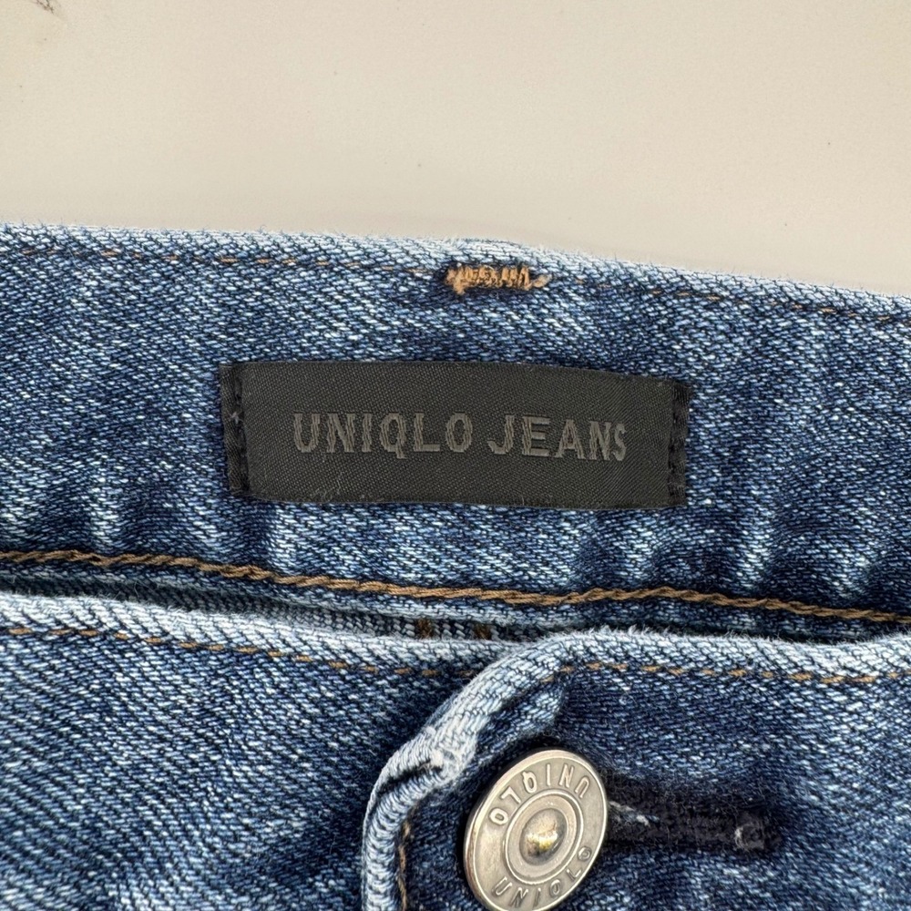 Uniqlo Jeans Slim Straight Mens 31 Blue Kaihara Denim Low Rise 321-412623 - Picture 6 of 11
